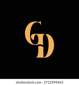 Un diseño de monograma llamativo con letras G y D entrelazadas en un estilo vintage ideal para la identidad y el logotipo de la marca de lujo