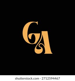 Un diseño de monograma llamativo con letras G y A entrelazadas en un estilo vintage ideal para la identidad y el logotipo de la marca de lujo