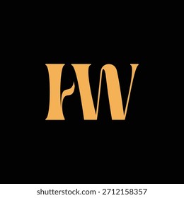 Un diseño de monograma llamativo con letras en H y W entrelazadas en un estilo vintage ideal para la identidad y el logotipo de la marca de lujo
