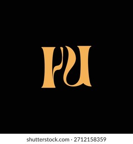 An eye catching monogram design with H and U letters intertwined in a vintage style great for luxury brand identity and logo