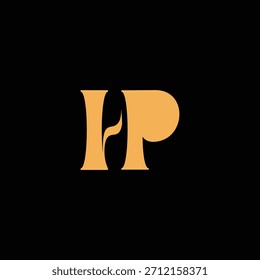 Un llamativo diseño de monograma con letras H y P entrelazadas en un estilo vintage ideal para la identidad y el logotipo de la marca de lujo