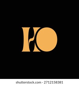 Un diseño de monograma llamativo con letras H y O entrelazadas en un estilo vintage ideal para la identidad y el logotipo de la marca de lujo