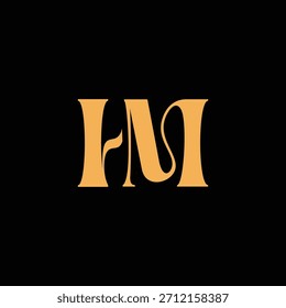 Un diseño de monograma llamativo con letras H y M entrelazadas en un estilo vintage ideal para la identidad y el logotipo de la marca de lujo