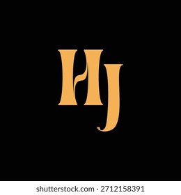 Un diseño de monograma llamativo con letras H y J entrelazadas en un estilo vintage ideal para la identidad y el logotipo de la marca de lujo