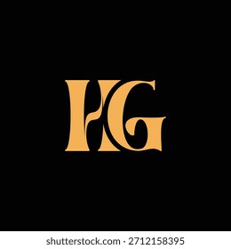 Un diseño de monograma llamativo con letras H y G entrelazadas en un estilo vintage ideal para la identidad y el logotipo de la marca de lujo