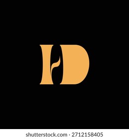 Un diseño de monograma llamativo con letras H y D entrelazadas en un estilo vintage ideal para la identidad y el logotipo de la marca de lujo