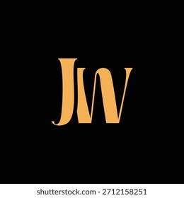 Un diseño de monograma llamativo con letras J y W entrelazadas en un estilo vintage ideal para la identidad y el logotipo de la marca de lujo