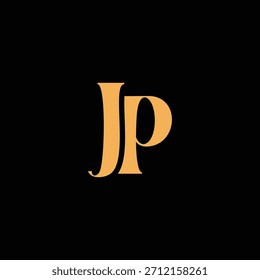 Un diseño de monograma llamativo con letras J y P entrelazadas en un estilo vintage ideal para la identidad y el logotipo de la marca de lujo