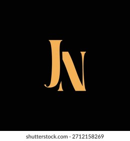 Un diseño de monograma llamativo con letras J y N entrelazadas en un estilo vintage ideal para la identidad y el logotipo de la marca de lujo