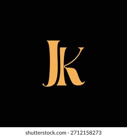 Un diseño de monograma llamativo con letras J y K entrelazadas en un estilo vintage ideal para la identidad y el logotipo de la marca de lujo