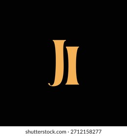 Un diseño de monograma llamativo con letras J e I entrelazadas en un estilo vintage ideal para la identidad y el logotipo de la marca de lujo
