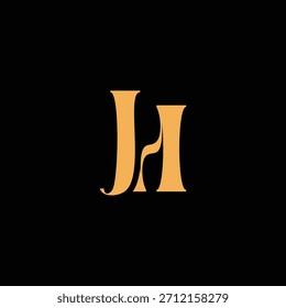 Un diseño de monograma llamativo con letras J y H entrelazadas en un estilo vintage ideal para la identidad y el logotipo de la marca de lujo
