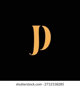 Un diseño de monograma llamativo con letras J y D entrelazadas en un estilo vintage ideal para la identidad y el logotipo de la marca de lujo