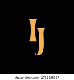 Un diseño de monograma llamativo con letras I y J entrelazadas en un estilo vintage ideal para la identidad y el logotipo de la marca de lujo