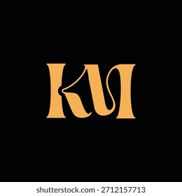 Un diseño de monograma llamativo con letras K y M entrelazadas en un estilo vintage ideal para la identidad y el logotipo de la marca de lujo