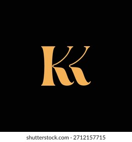 Un diseño de monograma llamativo con letras K y K entrelazadas en un estilo vintage ideal para la identidad y el logotipo de la marca de lujo
