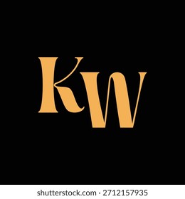 Un diseño de monograma llamativo con letras K y W entrelazadas en un estilo vintage ideal para la identidad y el logotipo de la marca de lujo
