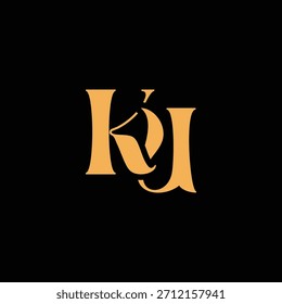 Un diseño de monograma llamativo con letras K y U entrelazadas en un estilo vintage ideal para la identidad y el logotipo de la marca de lujo