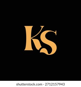 Un diseño de monograma llamativo con letras K y S entrelazadas en un estilo vintage ideal para la identidad y el logotipo de la marca de lujo