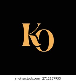 Un diseño de monograma llamativo con letras K y O entrelazadas en un estilo vintage ideal para la identidad y el logotipo de la marca de lujo