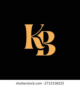 Un diseño de monograma llamativo con letras K y B entrelazadas en un estilo vintage ideal para la identidad y el logotipo de la marca de lujo