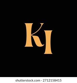 Un diseño de monograma llamativo con letras K e I entrelazadas en un estilo vintage ideal para la identidad y el logotipo de la marca de lujo