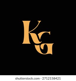 Un diseño de monograma llamativo con letras K y G entrelazadas en un estilo vintage ideal para la identidad y el logotipo de la marca de lujo