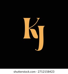 Un diseño de monograma llamativo con letras K y J entrelazadas en un estilo vintage ideal para la identidad y el logotipo de la marca de lujo
