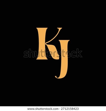 An eye catching monogram design with K and J letters intertwined in a vintage style great for luxury brand identity and logo