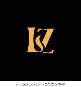 Un diseño de monograma llamativo con letras L y Z entrelazadas en un estilo vintage ideal para la identidad y el logotipo de la marca de lujo