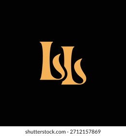 Un llamativo diseño de monograma con letras L y L entrelazadas en un estilo vintage ideal para la identidad y el logotipo de la marca de lujo