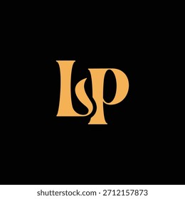 Un llamativo diseño de monograma con letras L y P entrelazadas en un estilo vintage ideal para la identidad y el logotipo de la marca de lujo