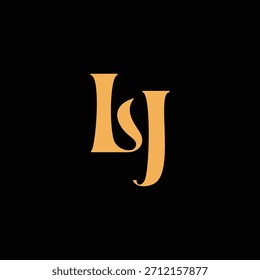 Un diseño de monograma llamativo con letras L y J entrelazadas en un estilo vintage ideal para la identidad y el logotipo de la marca de lujo