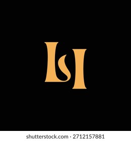 Un llamativo diseño de monograma con letras L e I entrelazadas en un estilo vintage ideal para la identidad y el logotipo de la marca de lujo