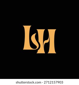 An eye catching monogram design with L and H letters intertwined in a vintage style great for luxury brand identity and logo