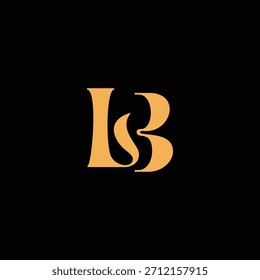 Un diseño de monograma llamativo con letras L y B entrelazadas en un estilo vintage ideal para la identidad y el logotipo de la marca de lujo