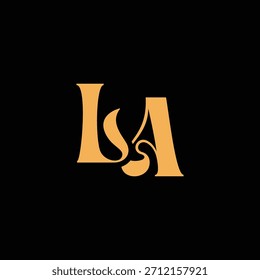 Un diseño de monograma llamativo con letras L y A entrelazadas en un estilo vintage ideal para la identidad y el logotipo de la marca de lujo