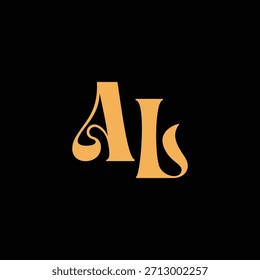 Un diseño de monograma llamativo con letras A y L entrelazadas en un estilo vintage ideal para la identidad y el logotipo de la marca de lujo