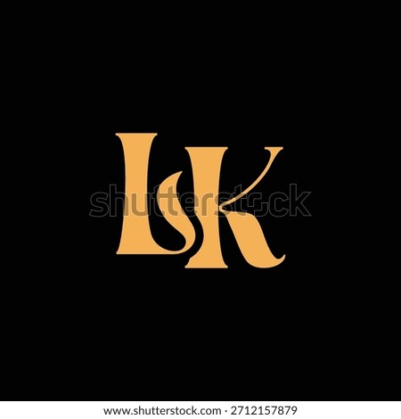An eye catching monogram design with L and K letters intertwined in a vintage style great for luxury brand identity and logo