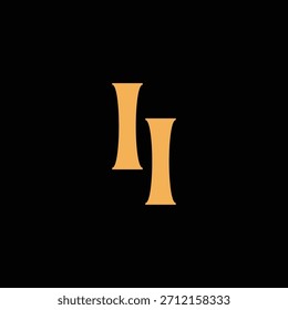 Un diseño de monograma llamativo con letras I y I entrelazadas en un estilo vintage ideal para la identidad y el logotipo de la marca de lujo