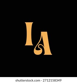 Un diseño de monograma llamativo con letras I y A entrelazadas en un estilo vintage ideal para la identidad y el logotipo de la marca de lujo