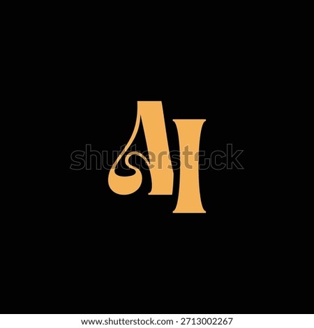 An eye catching monogram design with A and I letters intertwined in a vintage style great for luxury brand identity and logo