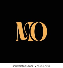 Un diseño de monograma llamativo con letras M y O entrelazadas en un estilo vintage ideal para la identidad y el logotipo de la marca de lujo
