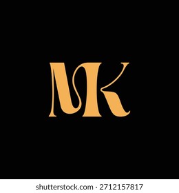 Un diseño de monograma llamativo con letras M y K entrelazadas en un estilo vintage ideal para la identidad y el logotipo de la marca de lujo