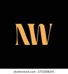 Um design de monograma atraente com letras N e W entrelaçadas em um estilo vintage ótimo para identidade e logotipo de marca de luxo