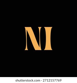 Un diseño de monograma llamativo con letras N e I entrelazadas en un estilo vintage ideal para la identidad y el logotipo de la marca de lujo