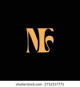 Un diseño de monograma llamativo con letras N y F entrelazadas en un estilo vintage ideal para la identidad y el logotipo de la marca de lujo