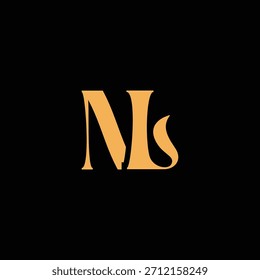 Un diseño de monograma llamativo con letras N y L entrelazadas en un estilo vintage ideal para la identidad y el logotipo de la marca de lujo