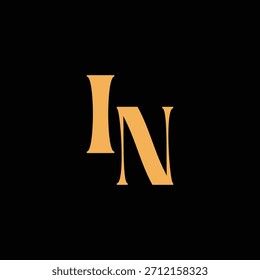 Um design de monograma atraente com letras I e N entrelaçadas em um estilo vintage ótimo para identidade e logotipo de marca de luxo