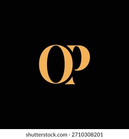 Un diseño de monograma llamativo con letras O y P entrelazadas en un estilo vintage ideal para la identidad y el logotipo de la marca de lujo